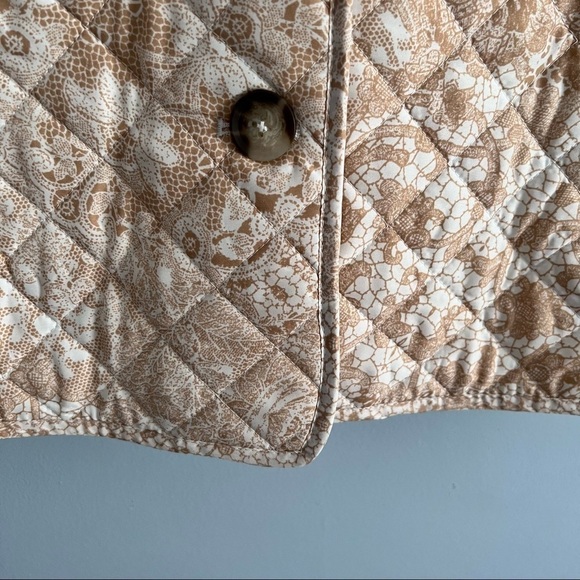 Chico's Lace-Print Quilted Neutral Lightweight Classic Jacket - Picture 8 of 16